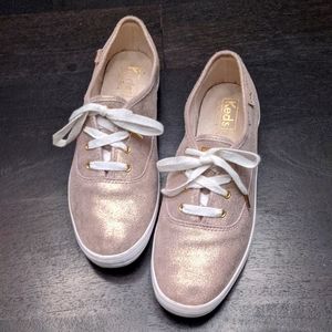 Keds Champion Glitter Suede Champagne Fashion Sneaker, Size 8